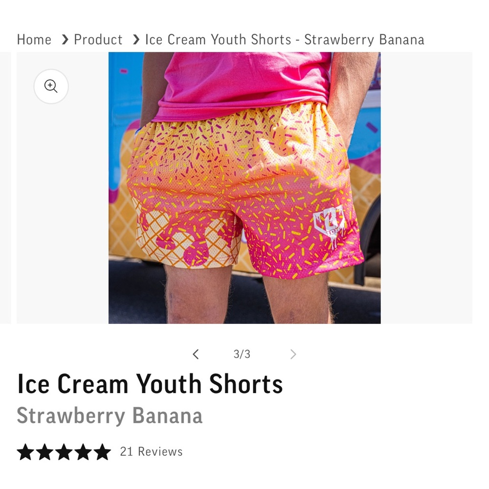 BASEBALL LIFESTYLE 101 Boys Ice Cream Shorts Medium